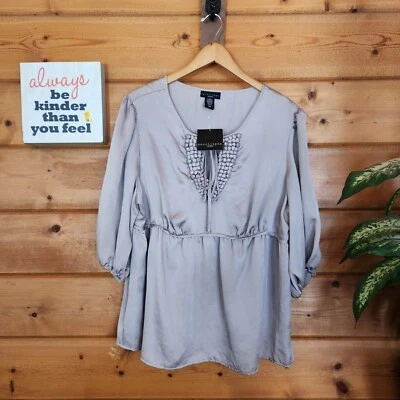 Blusa Apostrophe nova com etiquetas Margherita novidade gola frisada simplesmente acastanhada plus size 18 - Imagem 1 de 4