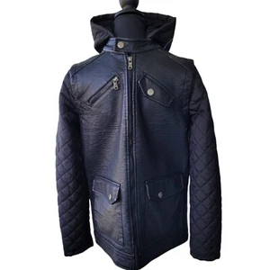 Chaqueta de moto acolchada con capucha de cuero sintético Urban Republic Big Kids jóvenes talla 18/20 - Imagen 1 de 12