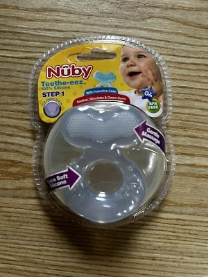 Nuby Silicone TeeThe-EEZ Teether with Bristles W/ Hygienic Case BPA Free - Image 1 of 2