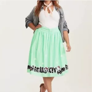 NWT Torrid Women's Hello Kitty Midi Lined Side Pockets Cotton Blend Skirt 16 - Picture 1 of 3