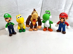5 x Super Mario Figures 5”+ Tall Mario, Luigi, Yoshi, Koopa and Donkey Kong - Picture 1 of 7