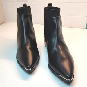 Worthington Women's 8M Booties New Black Block Heel Stretch Slip On - Picture 1 of 9