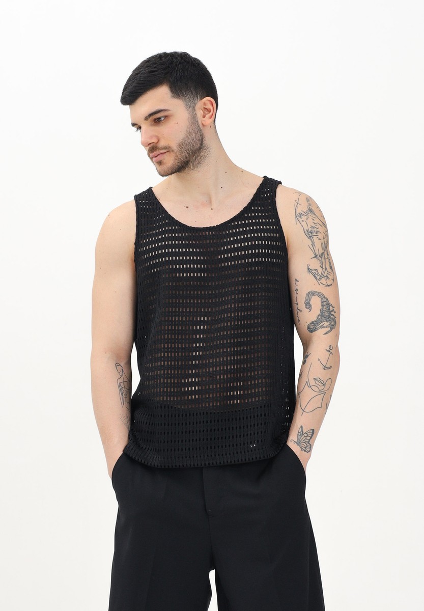 Canottiera Uomo Lucida Crop Top - Intimo Sexy In Tulle Trasparente - Foto 2