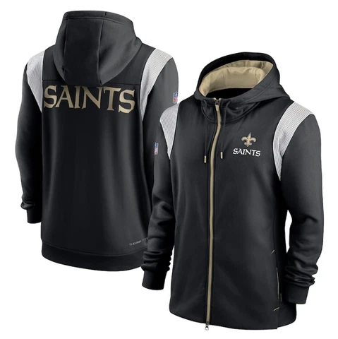 Men's New Orleans Saints Performance Sideline Lockup Full-Zip Hoodie Jacket Coat Cover