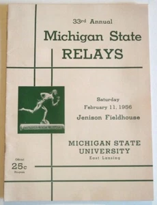 1956 Track & Field Program MICHIGAN STATE RELAYS Jenison Fieldhouse ALLEN FRAME - Picture 1 of 8