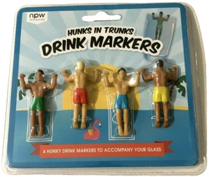 npw Hunks in Trunks Neuheit Getränkemarker 4 Ct Pool Party Mädchen Nacht Cocktails - Bild 1 von 5