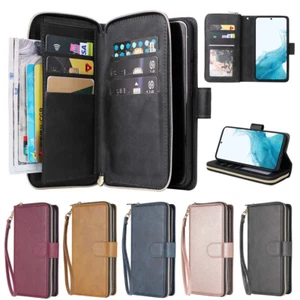 for Samsung Galaxy A10 A20 A30 A40 A30S A50 Zip Wallet Case Magnetic Flip Cover - Picture 1 of 17