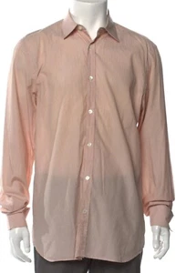 Men's Burberry London Long Sleeve Button Down Dress Shirt 16 34/35 Striped Brown - Picture 1 of 3