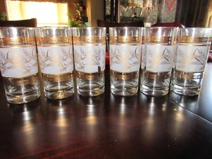 LOT OF 6 TALL VINTAGE DRINKING GLASSES 5 1/2 INCHES TALL - Picture 1 of 5