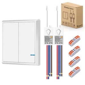 Panel Remote Control RF Light Switch No Wiring Bathroom Bedroom Easy Connections - Foto 1 di 12