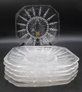 6 Vintage Federal Depression Glass Saucers - Columbia aka Pearl & Oyster - Picture 1 of 2