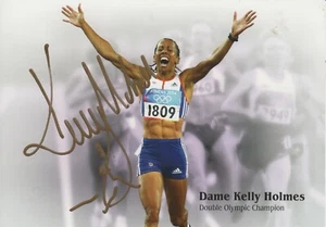 FOTO OFICIAL FIRMADA POR DAMA KELLY HOLMES DOBLE CAMPEONA OLÍMPICA PSA - Imagen 1 de 3