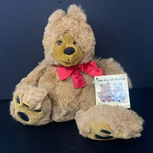 Vintage Steinbach Bax Brown Teddy Bear Plush 12" Stuffed Animal 1989 Red Bow - Picture 1 of 11