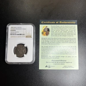 1808 Admiral Gardner Shipwreck 10 Cash Coin East India NGC UNCLEANED WITH COA!! - Picture 1 of 2