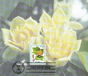 USPS 1st Day Ceremony Program #3195 (3193-7) Flowering Trees: Yellow Poplar - Picture 1 of 6