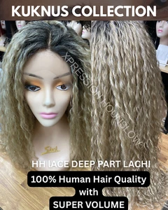 Kuknus 100% Human Hair Superior Volume quailty Lace Deep Part Lachi Curly Wig - Picture 1 of 6