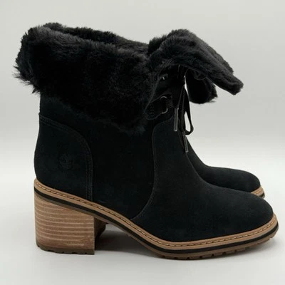 Timberland Sienna Waterproof Mid Hiker Black Suede Boots Faux Fur  Size 7 - Image 1 of 4