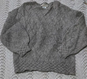 Suéter para mujer Island Heritage Shetland tejido de lana gris L/XL* tejido de diamante Reino Unido - Imagen 1 de 18