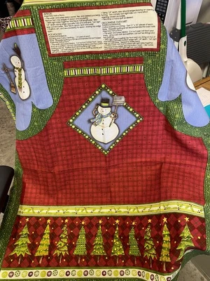  Top Hat Snowman Apron Decorative Oven Mitt, Potholder Debbie Mumm Fabric Panel  - Image 1 of 3