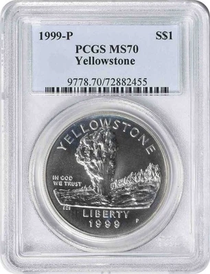 1999-P Yellowstone Commemorative Silver Dollar MS70 PCGS - Image 1 of 2