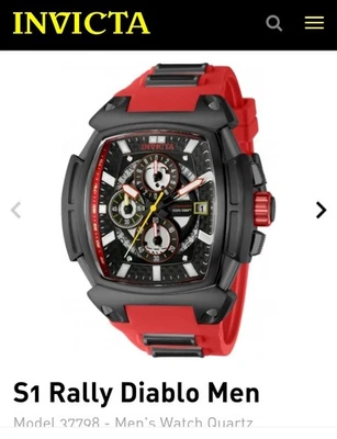 Invicta Diablo S1 ралли красный мужской силиконовый группы Chrono пятна украсть модель 37798 - Изображение 1 из 4