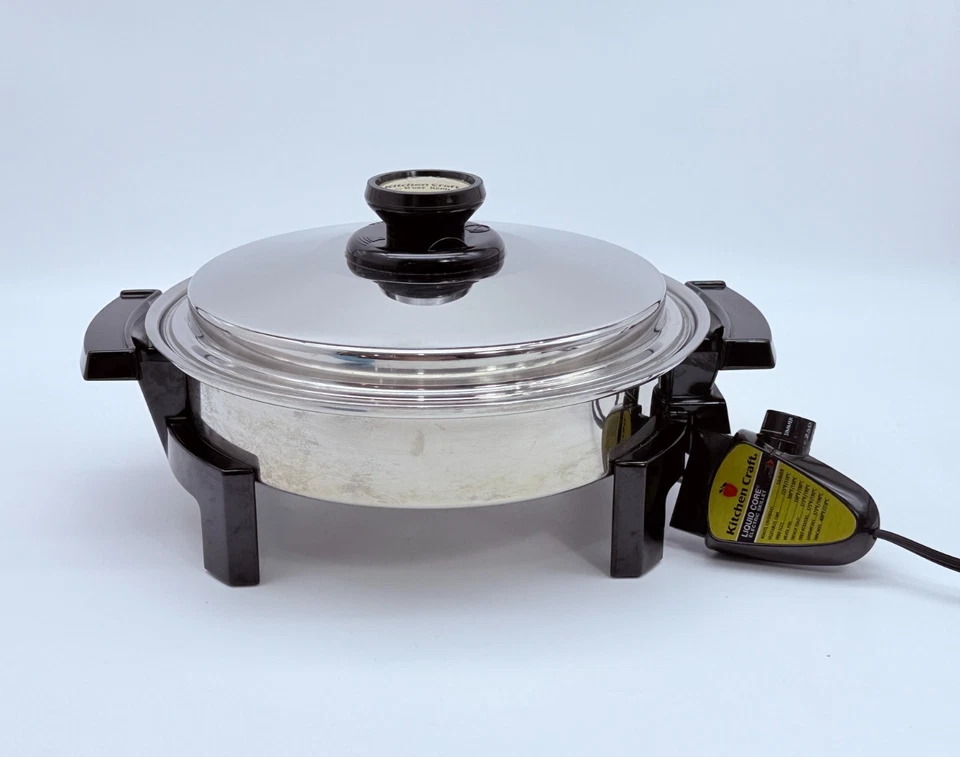 Винтажная электрическая сковорода сковорода с жидким сердечником Kitchen Craft West Bend 11,5 дюйма 246B - Изображение 1 из 4