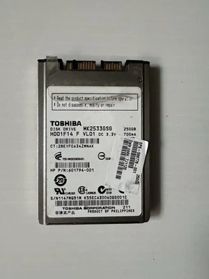 Toshiba MK2533GSG MICRO SATA 250GB Hard Drive 1.8” For HP Elitebook 2530P 2730P - Image 1 of 2