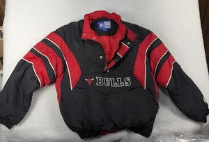 Chaqueta de Invierno Pullover NBA Negra Starter Chicago Bulls De Colección Para Hombres Mediana Y2K - Imagen 1 de 16