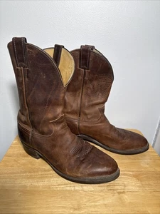 Men's Justin Boots Brown Leather Western Cowboy Work Sz 10.5” D Distressed - Picture 1 of 8