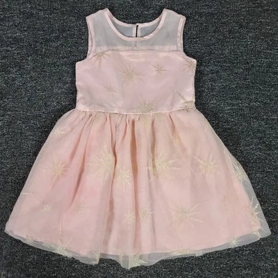 女童连衣裙 5 粉色闪亮星星儿童场所内衬无袖教堂生日 — 第 1/4 张图片