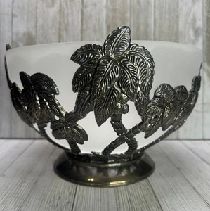 Vintage Godinger versilberte Palme mattiert Schüssel Einsatz Herzstück 10" Durchmesser - Bild 1 von 9