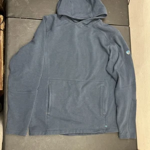 Kuhl Hoodie Pullover Mens L Blue Sweatshirt Zip Pocket Outdoor Hiking Layer - Picture 1 of 6
