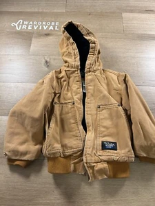 WALLS Blizzard Pruf Jacket Youth XS 4/5 Tan Canvas Duck Full Zip Hood Lined - Picture 1 of 9
