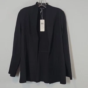 NWT Eileen Fisher Open Front Crepe Jacket Black Size medium petite women's - Picture 1 of 6