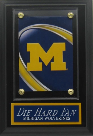 DIE HARD FAN MICHIGAN WOLVERINES LOGO CARD PLAQUE WITH EASEL FOR YOUR MAN CAVE Cover