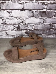 Free People Plum Taupe Suede Platform Ankle Strap Sandals Women Sz 38EU/7.5M US - Picture 1 of 23