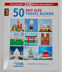 New Leisure Arts 50 Any-Size Travel World Monuments Quilting Blocks Book & CD - Picture 1 of 5