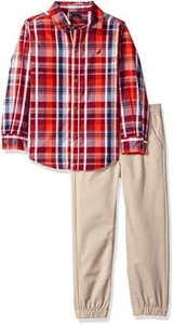 Pantalon chemise 2 pièces Nautica enfant garçon, rouge/orange/marron, taille : 4 - Photo 1/2