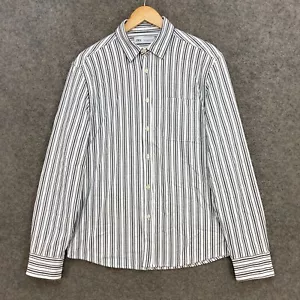 Zara Shirt Mens M Medium White Striped Button Up Long Sleeve Collared 54927 - Picture 1 of 10