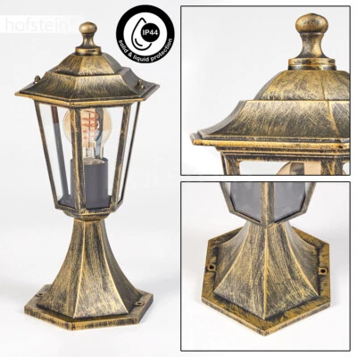 Einfahrt Garten Hof Wege Beleuchtung Glas Sockel Lampe Außen Leuchte braun/Gold  - Bild 1 von 4