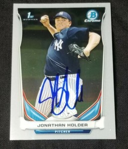 Jonathan Holder signed 2014 Bowman Chrome Topps rookie card RC Yankees auto