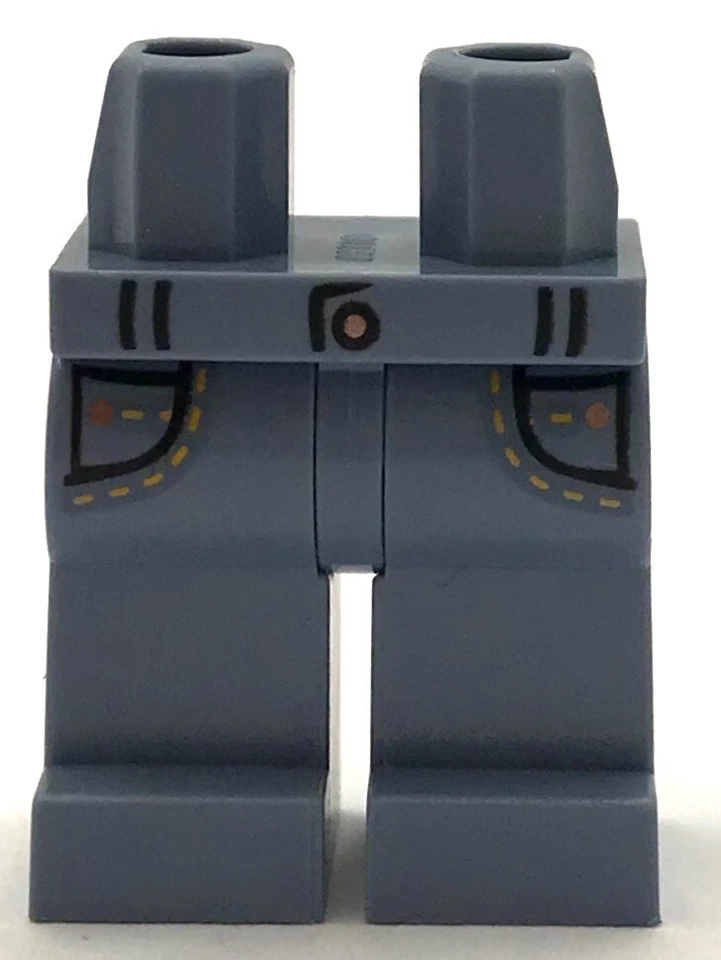Lego New Sand Blue Minifigure Pants Legs w/ Black Pockets Outline Part - Image 1 of 1