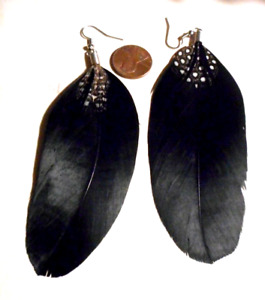 2 pair of real black feather earrings, you choose
