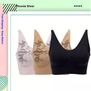 Rhonda Shear 3 Pack Ahh Bra with Adjustable Straps and Lace Detail, Multi, Sz-2 - Picture 1 of 4