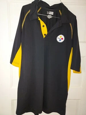 Camisa polo grande negra de golf Pittsburgh Steelers del equipo de la NFL usada Foto 1 de 4