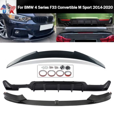 For BMW 4 Series F33 M Sport 2014-20 Front Lip Rear Spoiler Diffuser Carbon Look - Imagem 1 de 4