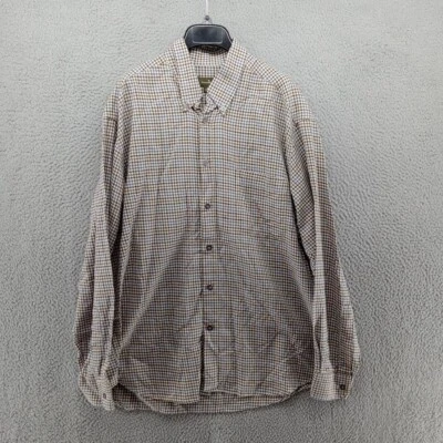 Ermengildo Zegna Shirt Mens Brown Blue Green Micro Gingham Check Flannel Button - Image 1 of 4