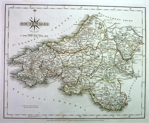Antique map, Cary, South Wales . - Picture 1 of 1