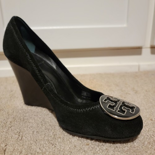 Tory Burch Sophie tacchi a zeppa neri in pelle scamosciata taglia 7 5
