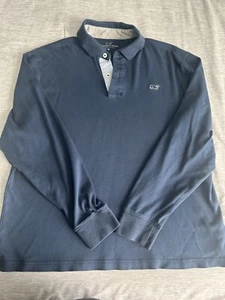 Mens medium Vineyard Vines long sleeve polo navy blue - Picture 1 of 6